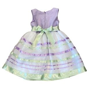 Bonnie Jean sleeveless Sweetheart neckline lavender green & white fancy dress 4T